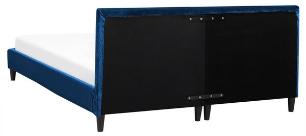 Postel Umělý samet FITOU 160 x 200 cm Tmavě modrá
