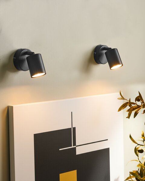 Sada 2 nástěnných lamp NYANDO Kov Černá