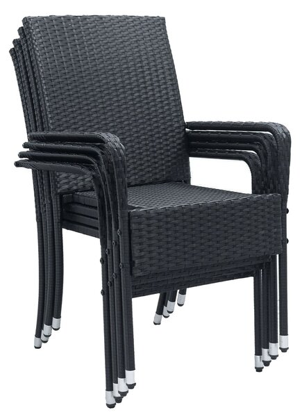 Ratanové židle Yoro 4 ks - černá