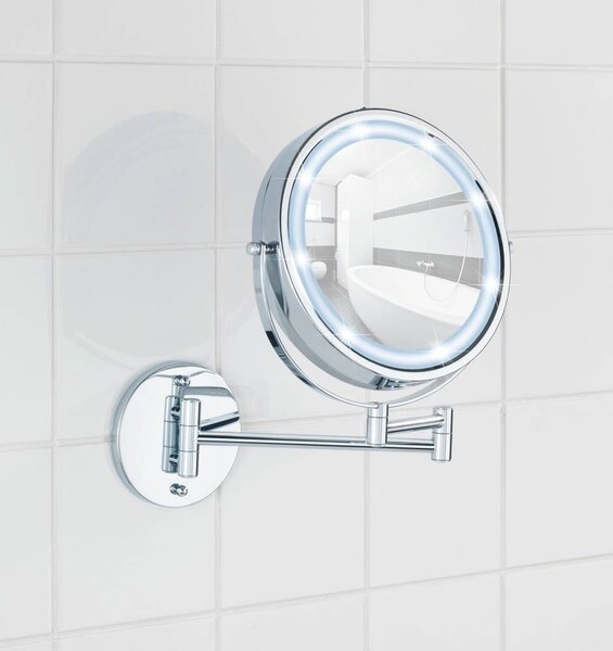 Kosmetické zrcátko Power-Loc LUMI s LED podsvícením, zvětšení x5, WENKO