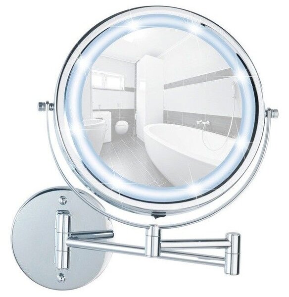 Kosmetické zrcátko Power-Loc LUMI s LED podsvícením, zvětšení x5, WENKO