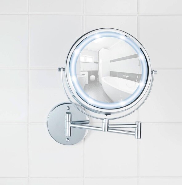 Kosmetické zrcátko Power-Loc LUMI s LED podsvícením, zvětšení x5, WENKO