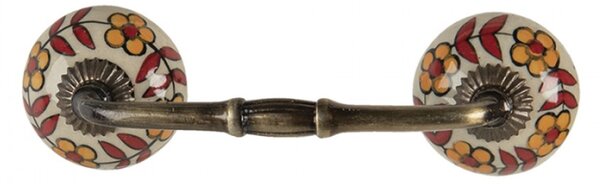 Žluto červené madlo Mansel s bílým podkladem – 14x4x3 cm