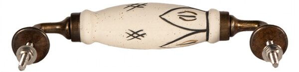 Nábytková úchytka / madlo s porcelánovým zdobením Germanic – 17x5x3 cm