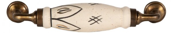Nábytková úchytka / madlo s porcelánovým zdobením Germanic – 17x5x3 cm