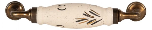 Nábytková úchytka / madlo s porcelánovým zdobením Germanic III – 17x5x3 cm