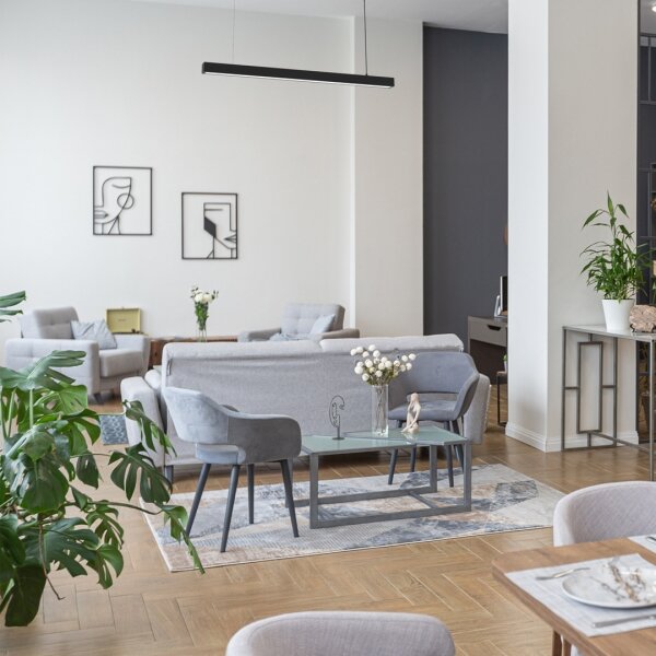 Lustr na lanku LUNGO T8 1xG13/18W/230V černá