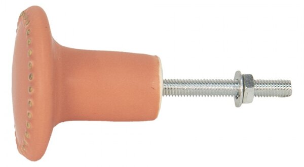 Oranžová keramická úchytka ze zlatými puntíky Lennaert – 4x3 cm