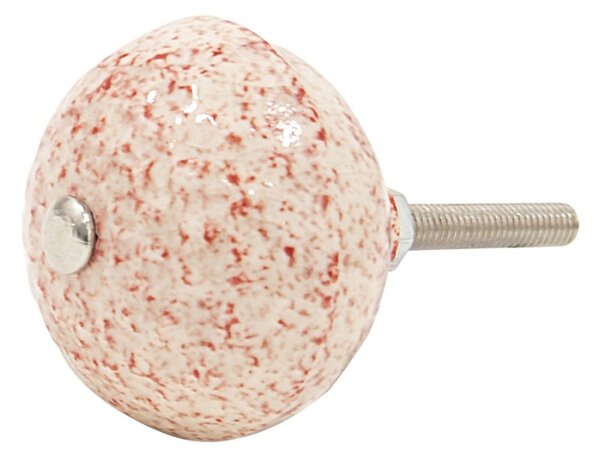 Béžovo-červená keramická úchytka s mramorováním – 4x3 cm