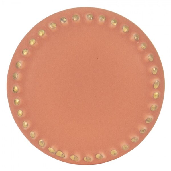 Oranžová keramická úchytka ze zlatými puntíky Lennaert – 4x3 cm