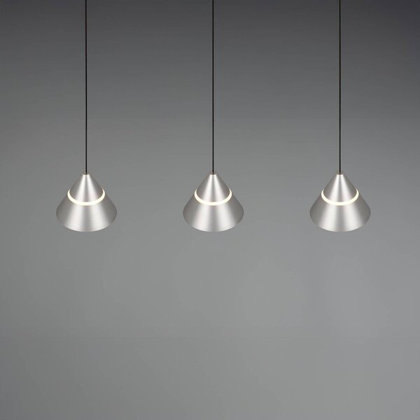Trio Lighting LED závěsné světlo Romeo délka 55 cm niklové kovové 3-ramenné., Hliník / šedá / zinek, Obývací pokoj / jídelna, kov, Moderní