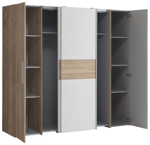 ŠATNÍ SKŘÍŇ S OTOČNÝMI DVEŘMI, bílá, Sonoma dub, 200,1/190,5/61,6 cm Carryhome - Šatní skříně