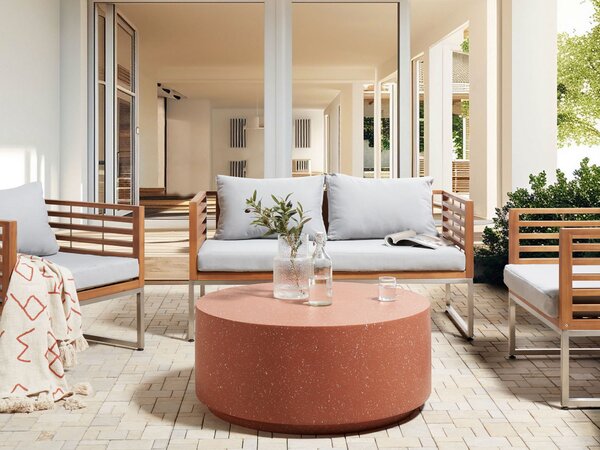 Konferenční stolek TREZZO 90 cm 90 cm Terrazzo efekt Červené terrazzo