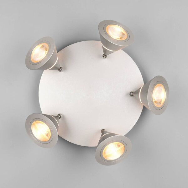 Trio Lighting LED stropní bodové světlo Romeo, Ø 30 cm, niklová barva, 5lámový., Hliník / šedá / zinek, Obývací pokoj / jídelna, kov, Moderní