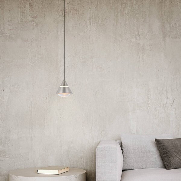 Trio Lighting LED závěsné světlo Romeo, Ø 14 cm, niklová barva, kov,, Hliník / šedá / zinek, Obývací pokoj / jídelna, kov, Moderní