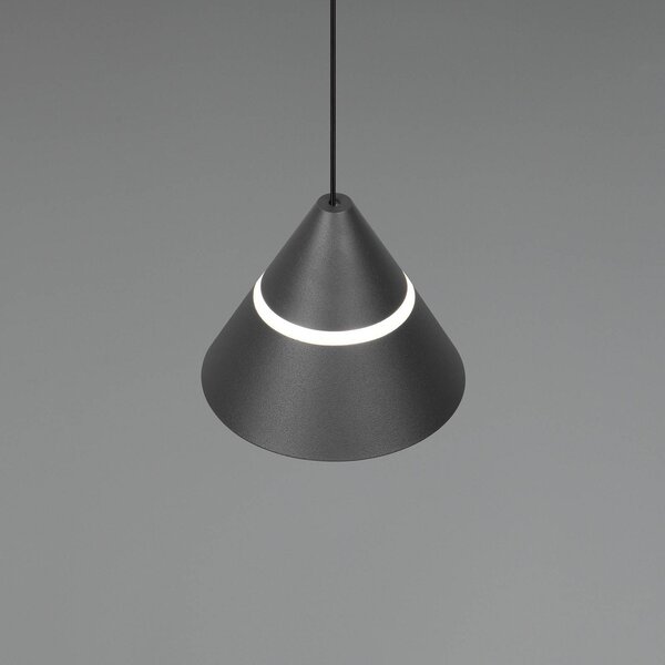 Trio Lighting LED závěsné světlo Romeo, Ø 14 cm, černé, kov,, Černá, Obývací pokoj / jídelna, kov, Moderní