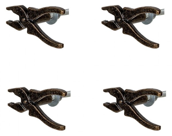 Sada 4ks kovová černo-hnědá úchytka s patinou kleště Vardan – 6x3x3 cm