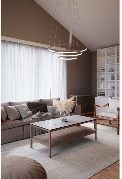 By Rydéns Závěsné světlo Rydens LED Trione, přírodní, Ø 80 cm, dřevo, Světlé dřevo, Obývací pokoj / jídelna, Dřevo, Moderní