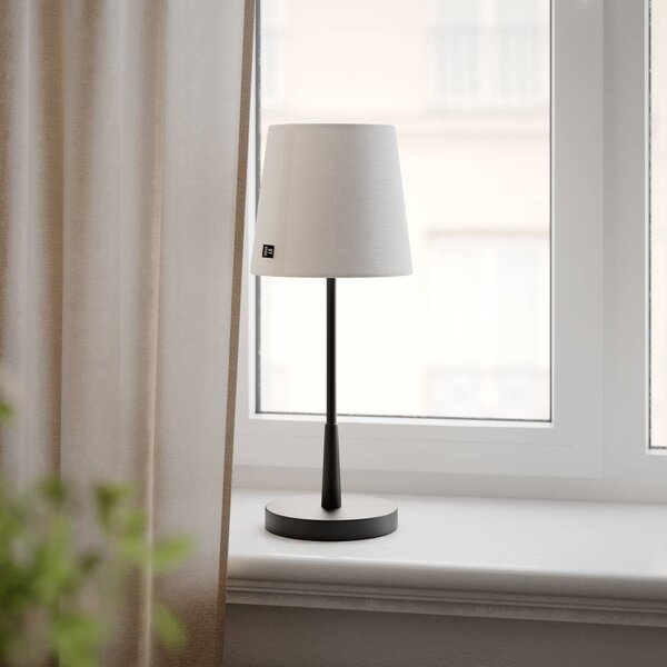 By Rydéns Stolní lampa Rydens Lumi, 49 cm, černá/bílá, textil, Černá, Obývací pokoj / jídelna, kov