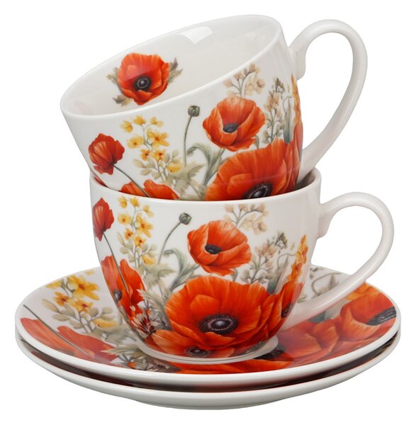 Porcelánový šálek s podšálkem Poppies 270 ml sada 2ks