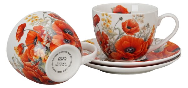 Porcelánový šálek s podšálkem Poppies 270 ml sada 2ks
