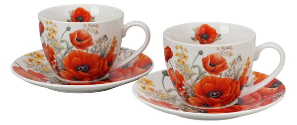 Porcelánový šálek s podšálkem Poppies 270 ml sada 2ks