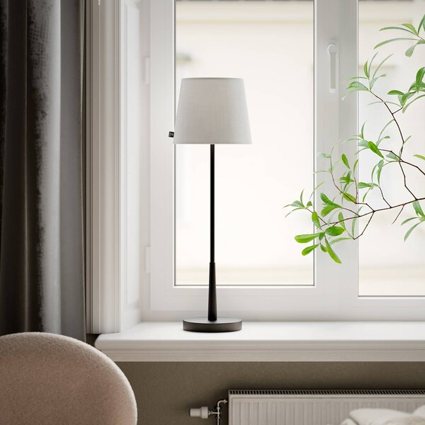 By Rydéns Stolní lampa Rydens Lumi, 69 cm, černá/bílá, textil, Černá, Obývací pokoj / jídelna, kov