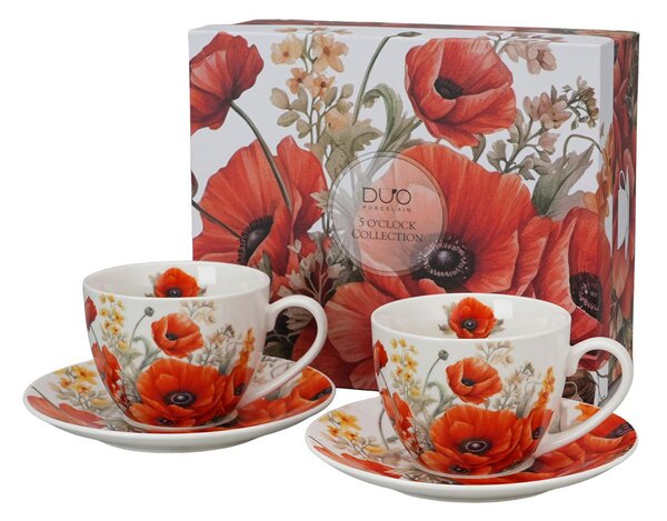 Porcelánový šálek s podšálkem Poppies 270 ml sada 2ks