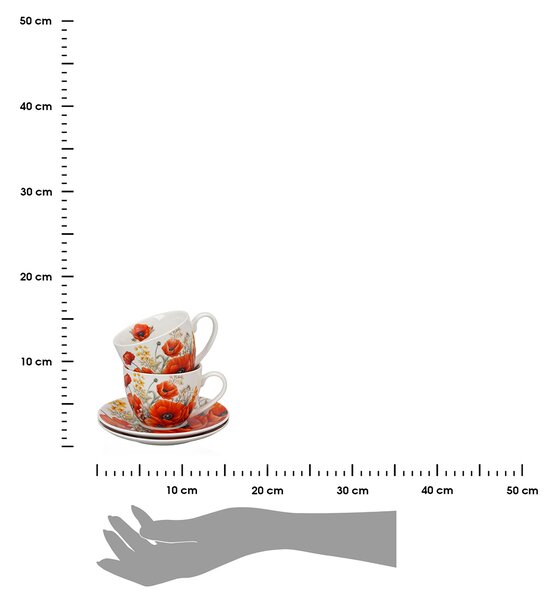 Porcelánový šálek s podšálkem Poppies 270 ml sada 2ks