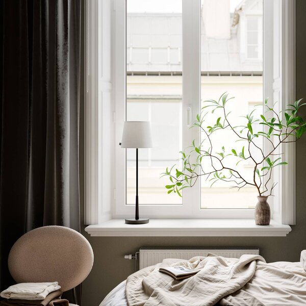 By Rydéns Stolní lampa Rydens Lumi, 69 cm, černá/bílá, textil, Černá, Obývací pokoj / jídelna, kov
