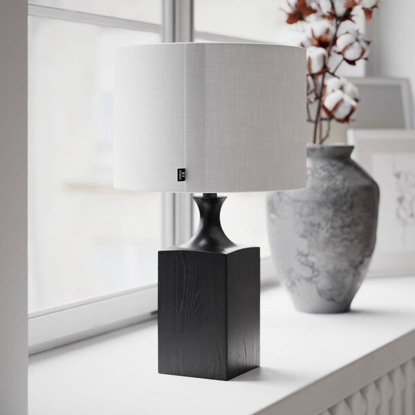 By Rydéns Stolní lampa Woody od Rydens, výška 41 cm, černá/bílá, dřevo, Černá, Obývací pokoj / jídelna, Dřevo