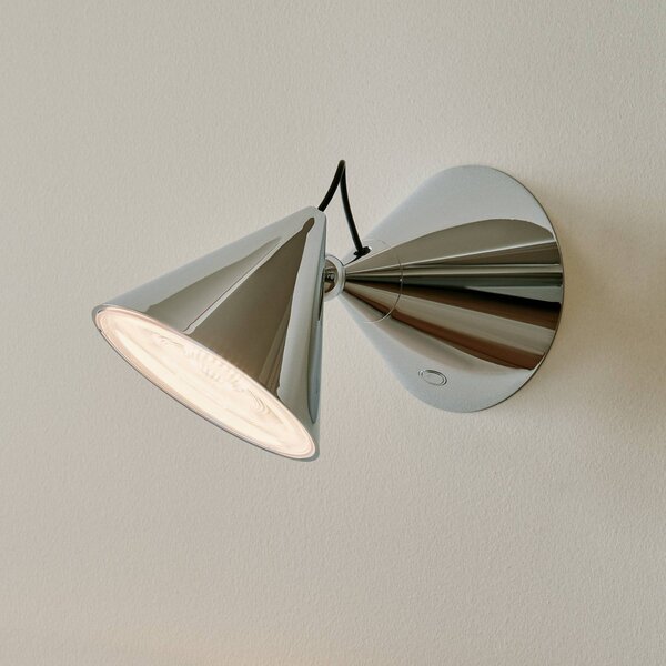 Tom Dixon LED nástěnné světlo Pose, stříbrné, 21 cm, plast, stmívatelný, Chrom / stříbro, Obývací pokoj / jídelna, kov, Design, Nástěnné svítidlo
