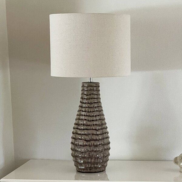 By Rydéns Stolní lampa Bartha od Rydens, hnědá/béžová, výška 74 cm, Hnědá / rez, Obývací pokoj / jídelna, Keramika