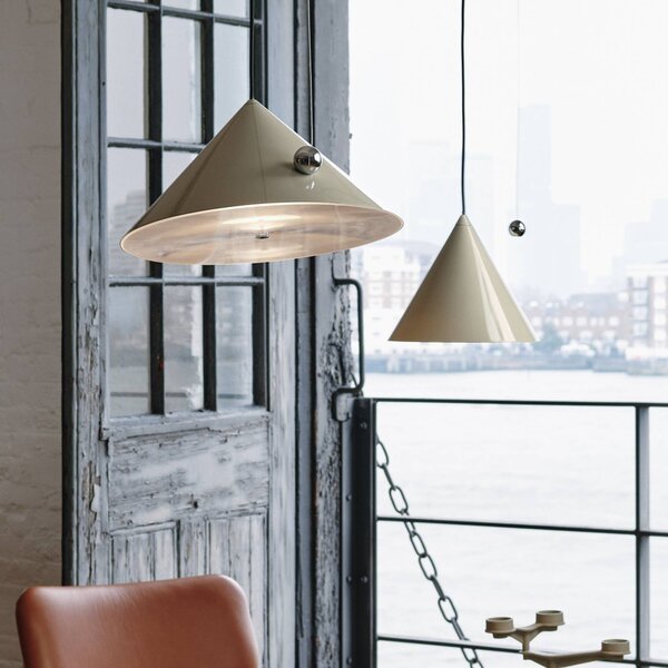 Tom Dixon LED závěsné světlo Pose, šedá-béžová, Ø 25 cm ocel stmívatelné, stmívatelný, Hliník / šedá / zinek, Obývací pokoj / jídelna, kov, Design