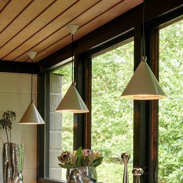 Tom Dixon LED závěsné světlo Pose, šedá-béžová, Ø 25 cm ocel stmívatelné, stmívatelný, Hliník / šedá / zinek, Obývací pokoj / jídelna, kov, Design