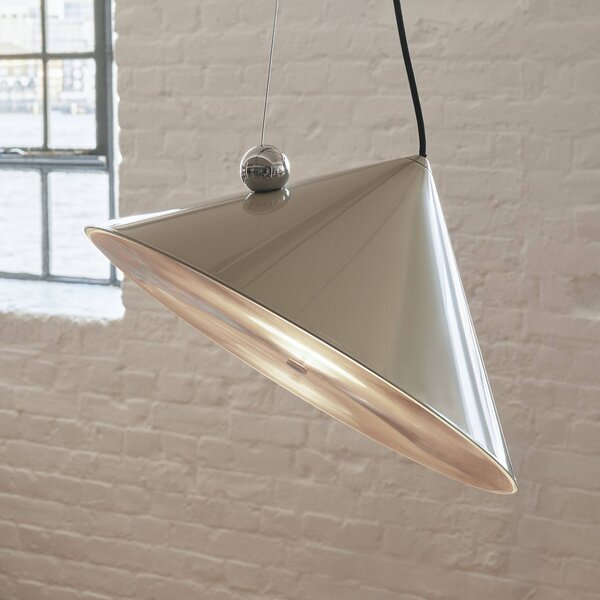 Tom Dixon LED závěsné světlo Pose, šedá-béžová, Ø 43 cm ocel stmívatelné, stmívatelný, Hliník / šedá / zinek, Obývací pokoj / jídelna, kov, Design