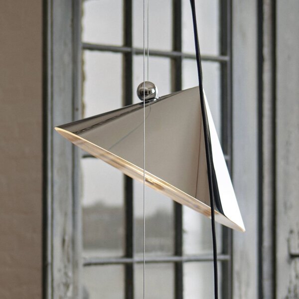 Tom Dixon LED závěsné světlo Pose, stříbrné, Ø 43 cm, ocel, stmívatelné, stmívatelný, Chrom / stříbro, Obývací pokoj / jídelna, kov, Design