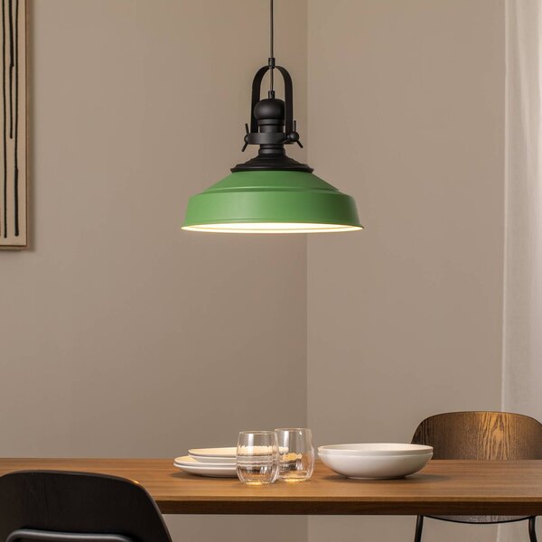 Opviq Závěsné světlo Craft, zelené, kov, Ø 41 cm, E27, stmívatelný, Zelená, Kuchyň, kov, Industriální design