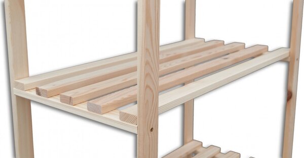 Biedrax Regál dřevěný laťkový 30 x 75 x 210 cm, 6 polic Barva: Přírodní