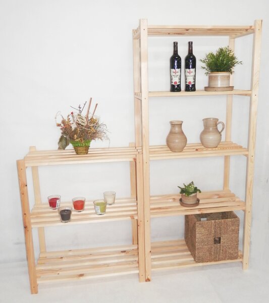 Biedrax Regál dřevěný laťkový 30 x 75 x 210 cm, 6 polic Barva: Přírodní