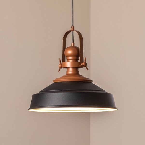 Opviq Závěsné světlo Craft, černé, kov, Ø 41 cm, E27, stmívatelný, Černá, Kuchyň, kov, Industriální design