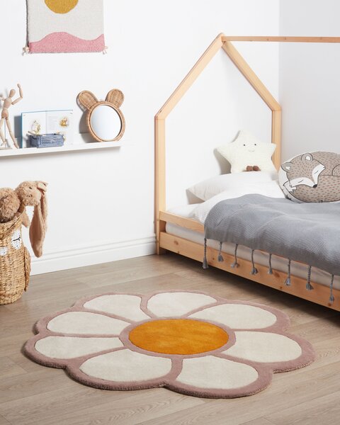Dětský koberec THUMBELINA Krémově bílá ø 120 cm Vlna