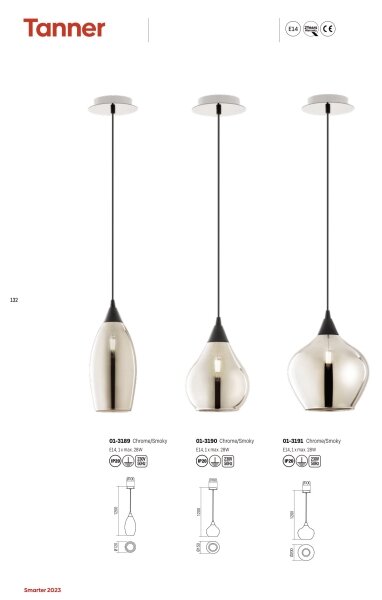 Redo 01-3190 - Lustr na lanku TANNER 1xE14/28W/230V pr. 15 cm