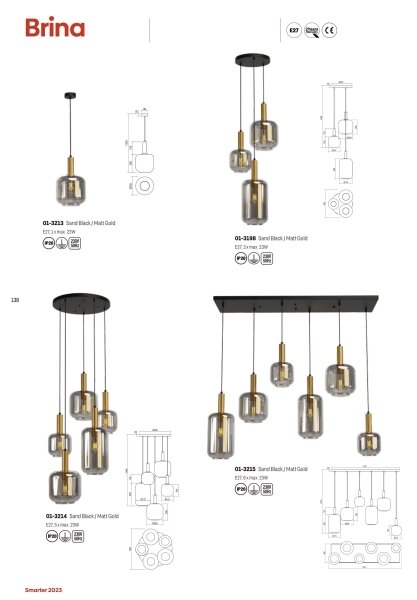 Redo 01-3198 - Lustr na lanku BRINA 3xE27/23W/230V