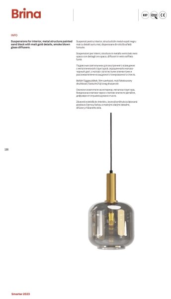 Redo 01-3198 - Lustr na lanku BRINA 3xE27/23W/230V