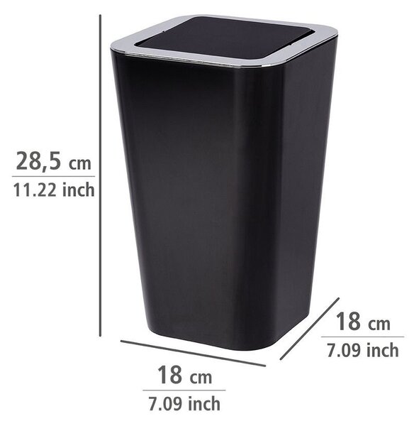 Koupelnový koš CANDY BLACK - 6 l, WENKO