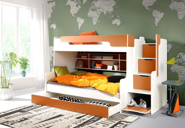 Dětská multifunkční postel 90/120x200 GESA - bílá / oranžová