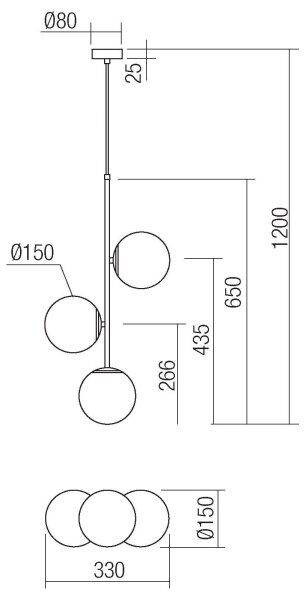 Redo 01-2627 - Lustr na lanku NIVA 3xE14/28W/230V