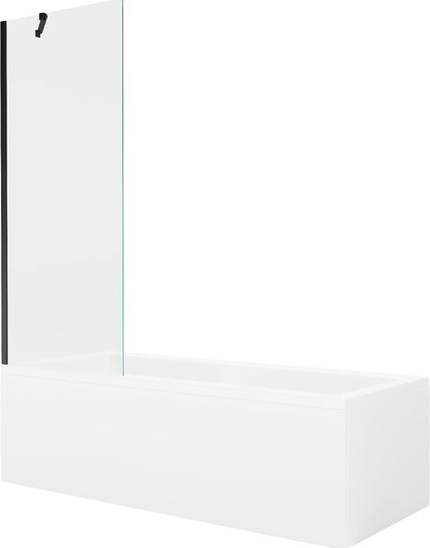 MEXEN/S - Cubik obdélníková vana 160 x 70 cm s panelem + vanová zástěna 70 cm, transparent, černá 550316070X9507000070
