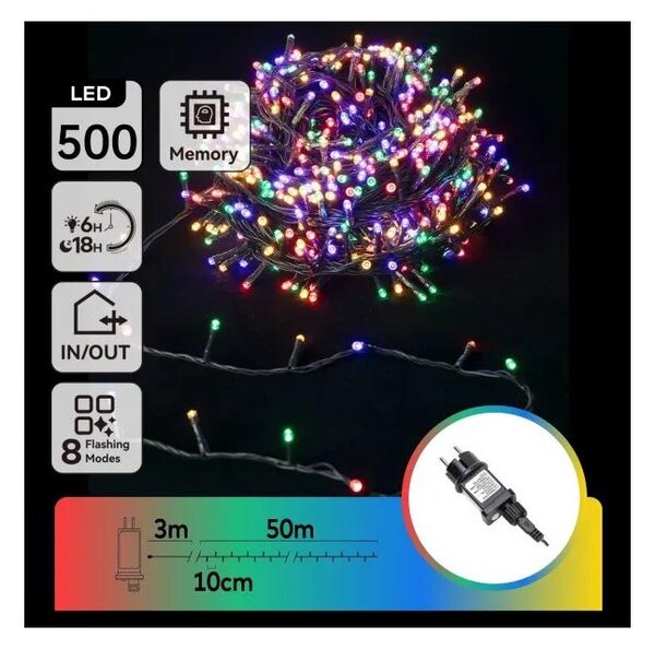 Aigostar - LED RGBY Venkovní vánoční řetěz 500xLED/3,6W/230V 50m IP44
